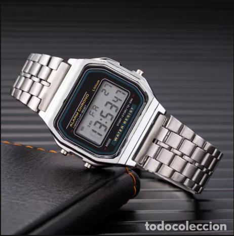 Relojes: Reloj deportivo estilo Casio plateado con correa de acero de calidad OFERTA