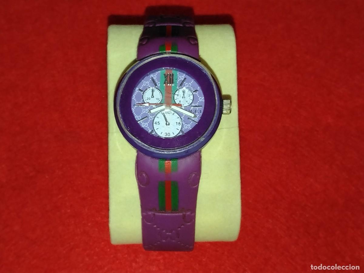 Relojes: RELOJ CRON&Oacute;GRAFO GUCCI CORREA SILICONA Y ESFERA ACERO INOX REF604