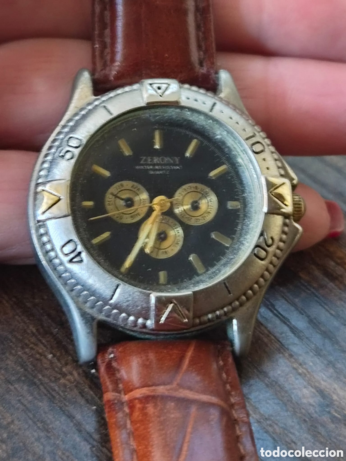 Relojes: Reloj Zerony Quartz Multifunci&oacute;n Vintage - Esfera Negra / Correa Cuero - &iexcl;ENV&Iacute;O GRATIS Y OFERTAS.