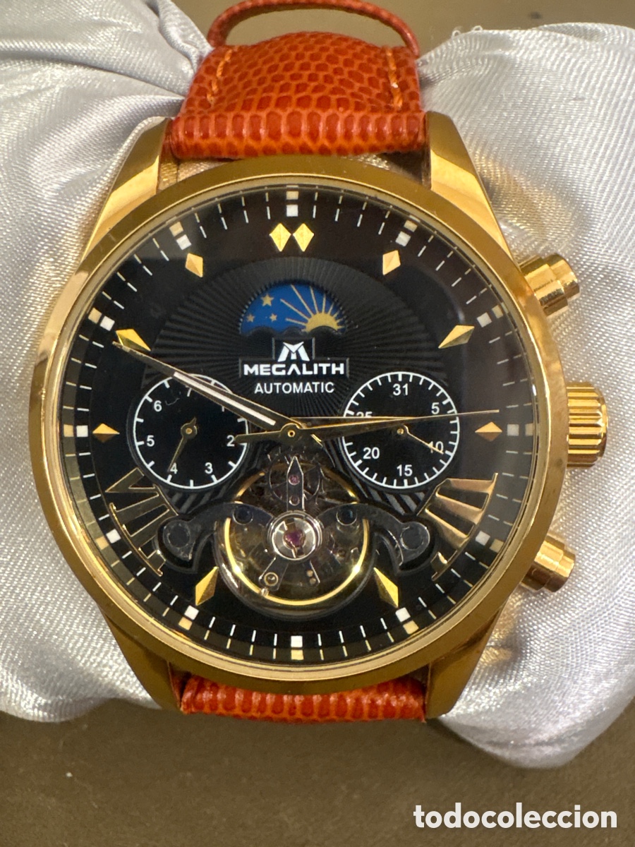 Rel&oacute;gios: Reloj MEGALITH AUTOM&Aacute;TICO CROMOGRAFO*FASE LUNAR*,41mm sin contar corona*nuevo sin usar*