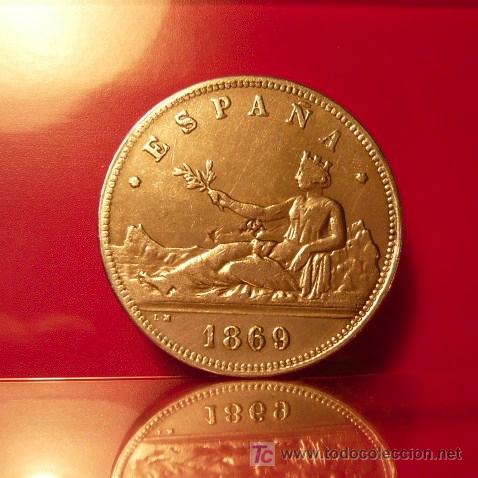 Reproducciones billetes y monedas: 5 PESETAS 1869 - GOBIERNO PROVISIONAL - TIRADA S&Oacute;LO 100 UNIDADES (CAT&Aacute;LOGO + 36.000 EUROS) ... LEER