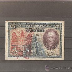 Reproducciones billetes y monedas: 25 PESETAS 1928 RESELLO TAPON ROJO AGUILA IMPERIAL 