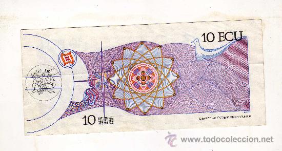 Reproducciones billetes y monedas: FACS&Iacute;MIL DE BILLETE DE 10 ECU - Foto 1