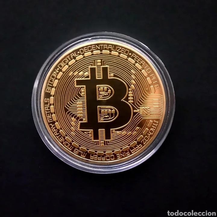Reproducciones billetes y monedas: (C-A08) MONEDA BITCOIN CHAPADA - CON FUNDA - Foto 1