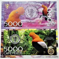 Reproducciones billetes y monedas: COLOMBIA 5000 CAFETEROS CLUB DE LA MONEDA 2016 UNC. Lote 370276446