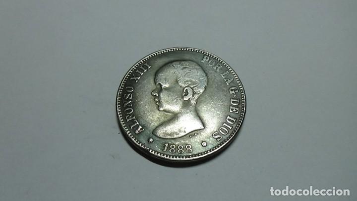 Reprodu&ccedil;&otilde;es notas e moedas: 5 pesetas 1888 - Alfonso XIII