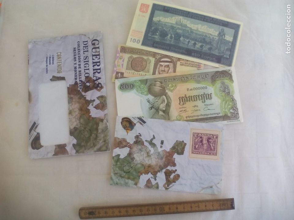 Replikate von Banknoten und M&uuml;nzen: GUERRAS DEL SIGLO XX 3 BILLETES Y SELLO. FACSIMIL