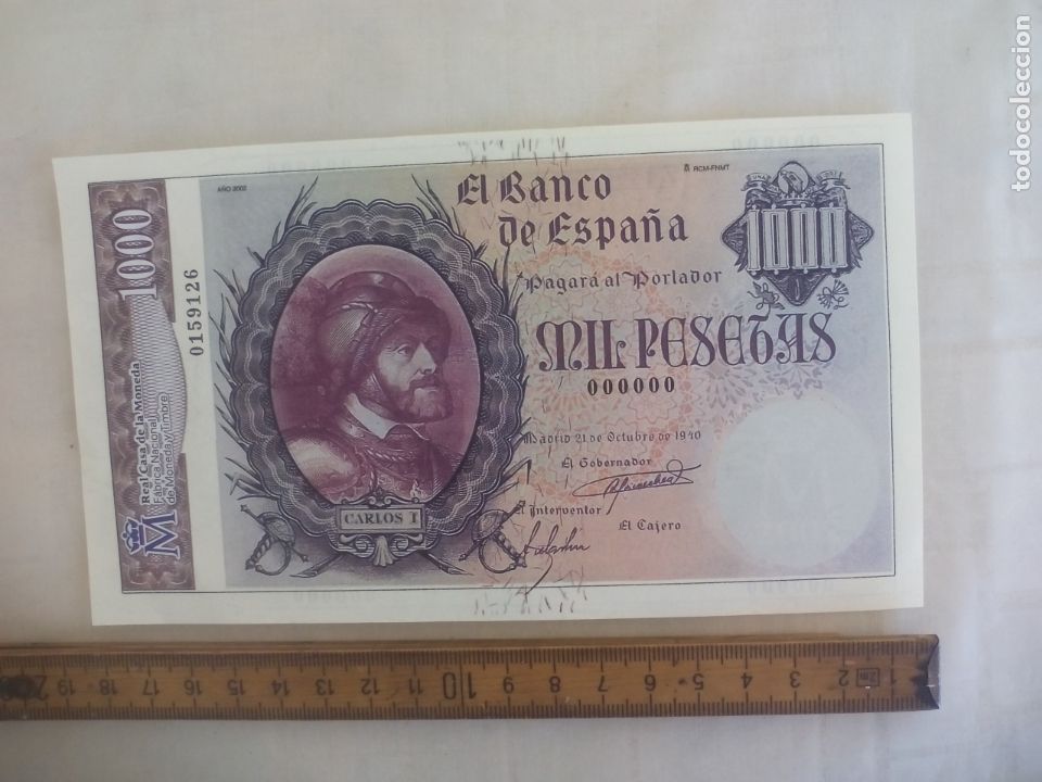 Replikate von Banknoten und M&uuml;nzen: GUERRAS DEL SIGLO XX BILLETE 1000 PESETAS. FACSIMIL.FNMT.