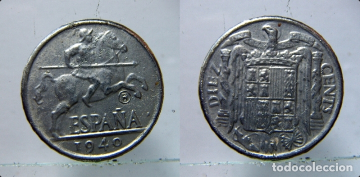 Reprodu&ccedil;&otilde;es notas e moedas: REPRODUCCION DE UNA MONEDA DE ESTADO ESPA&Ntilde;OL 10 CENTIMOS 1940