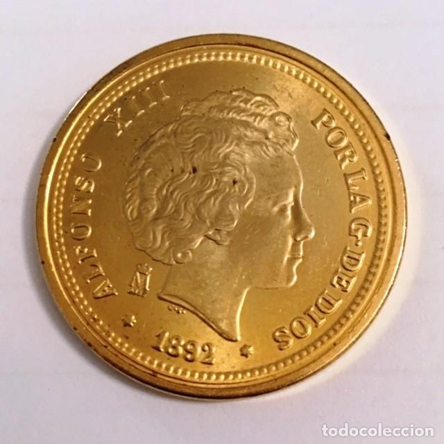 Reproducciones billetes y monedas: MONEDA ALFONSO XIII, 20 PESETAS - R&Eacute;PLICA