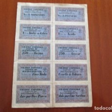 Reproducciones billetes y monedas: HOJA DE DIEZ CUPONES FANTASIA. Lote 204681220