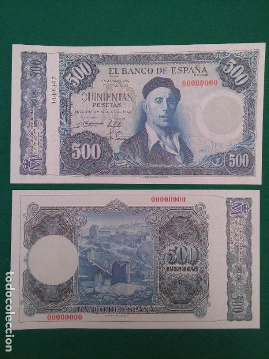Replikate von Banknoten und M&uuml;nzen: 500 PESETAS - 22/07/1954 - FACSIMIL IMPRESO POR LA REAL CASA DE LA MONEDA Y TIMBRE