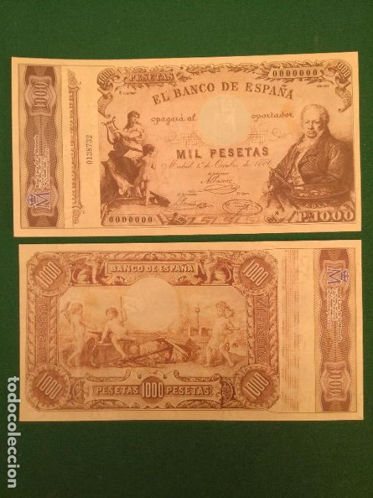 Reproductions billets et monnaies: 1000 PESETAS - 1/10/1886 - FACSIMIL IMPRESO POR LA REAL CASA DE LA MONEDA Y TIMBRE