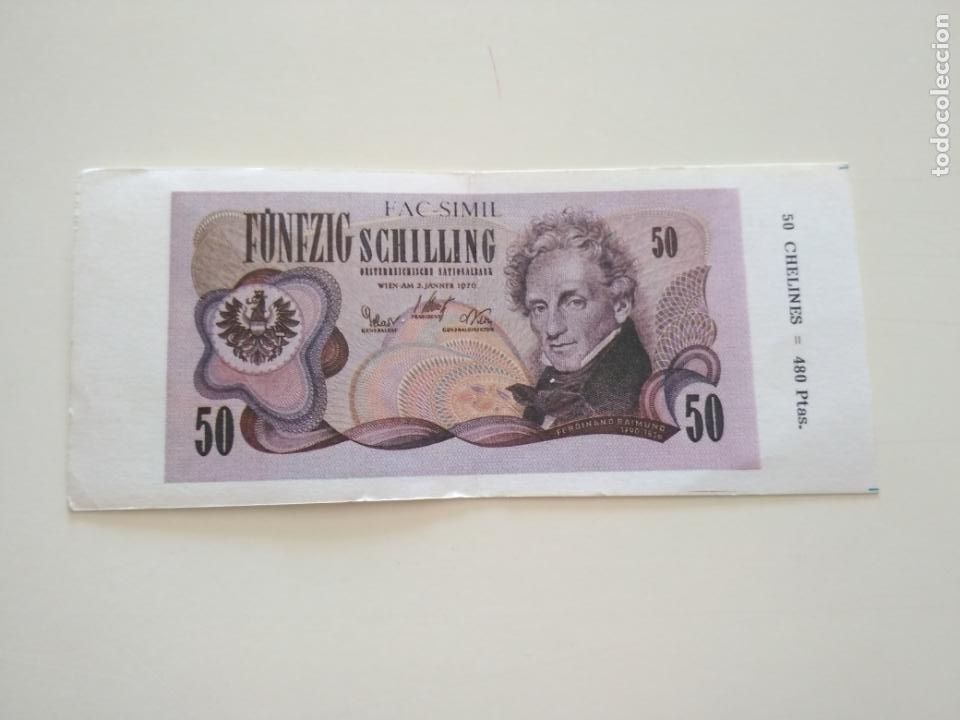 Reproducciones billetes y monedas: BILLETE FACS&Iacute;MIL 50 CHELINES - Foto 1