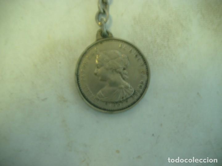 Reproducciones billetes y monedas: LLAVERO MONEDA ISABEL II - Foto 1