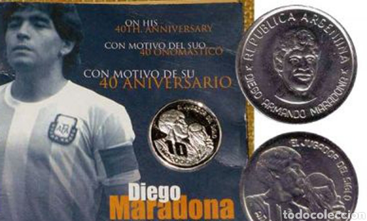 Reproducciones billetes y monedas: Moneda Diego A. Maradona - Foto 1