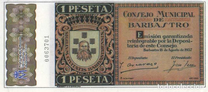 Replikate von Banknoten und M&uuml;nzen: REPRODUCCI&Oacute;N BILLETE 1 PESETA (1937). BILL-744