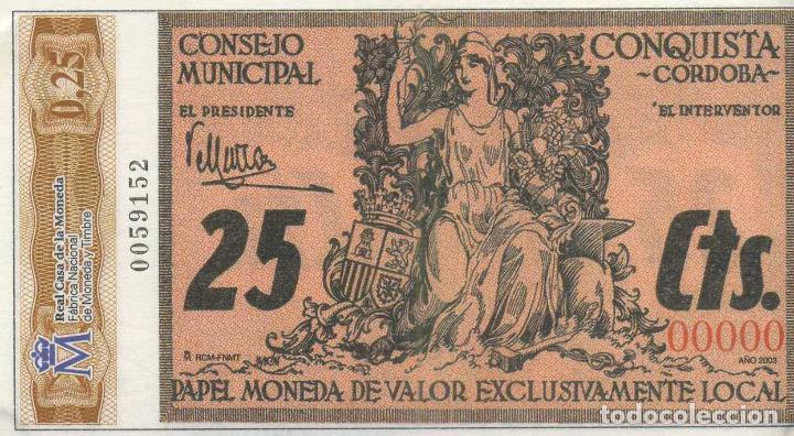 Reprodu&ccedil;&otilde;es notas e moedas: REPRODUCCI&Oacute;N BILLETE 25 C&Eacute;NTIMOS (1936-1938). CONQUISTA BILL-751 ,2