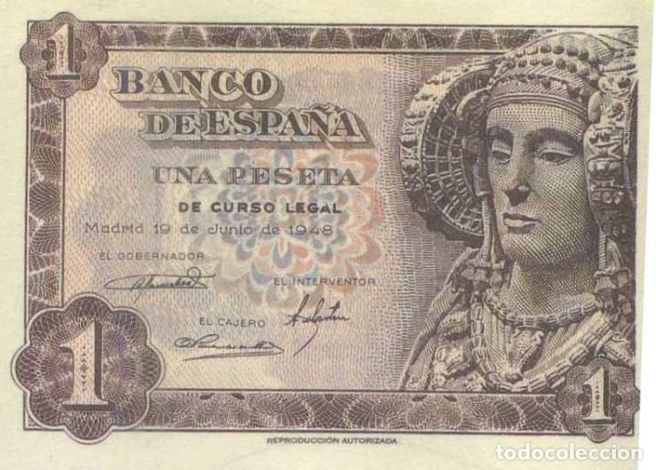 Reproducciones billetes y monedas: REPRODUCCI&Oacute;N BILLETE DE ESPA&Ntilde;A DE UNA PESETA DE 19-JUNIO-1948. BILL-800