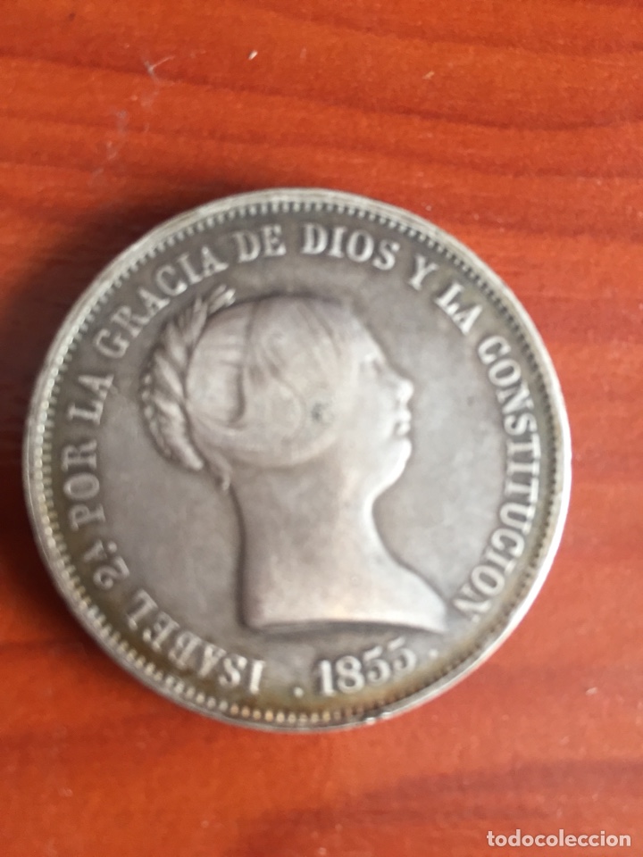 Reproducciones billetes y monedas: Moneda 20 reales 1855 - Foto 9