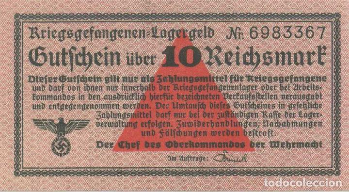 Reproducciones billetes y monedas: REPRODUCCI&Oacute;N BILLETE 10 REICHSMARK (1944). 75 ANIV II GUERRA MUNDIAL. BILL-853