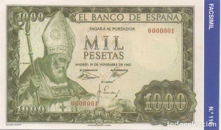 Reproducciones billetes y monedas: FACSIMIL BILLETE MIL PESETAS N&ordm; 116 (1965) BILL-872 ,2