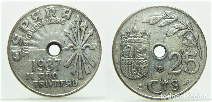 Reproducciones billetes y monedas: REPRODUCCION MONEDA DE 25 CENTIMOS 1937