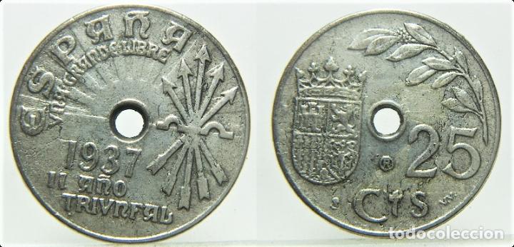 Reproducciones billetes y monedas: REPRODUCCION MONEDA DE 25 CENTIMOS 1937