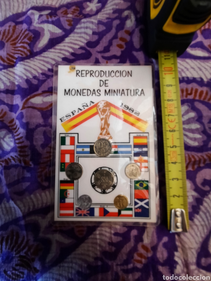 Reproducciones billetes y monedas: Reproducci&oacute;n de monedas en miniatura Espa&ntilde;a 1982 Mundial Tarjeta.