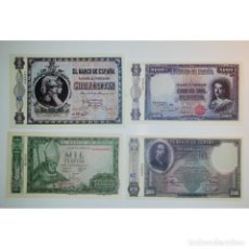 Reproducciones billetes y monedas: LOTE 4 BILLETES FACSIMIL (FNMT) 1000PTS 1915, 1931, 1965 Y 5000 PTS 1938. Lote 263084280
