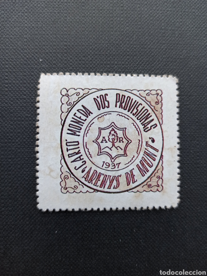 Reproducciones billetes y monedas: CARTON MONEDA RECTANGULAR - ARENYS DE MUNT - Foto 1