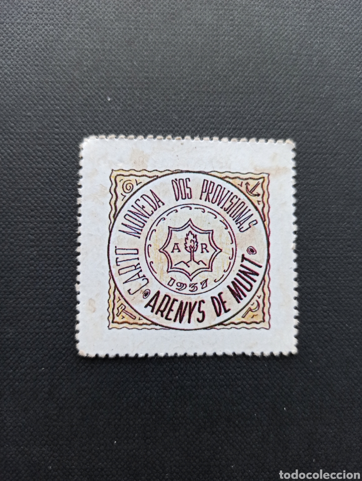 Reproducciones billetes y monedas: CARTON MONEDA RECTANGULAR - ARENYS DE MUNT - Foto 1
