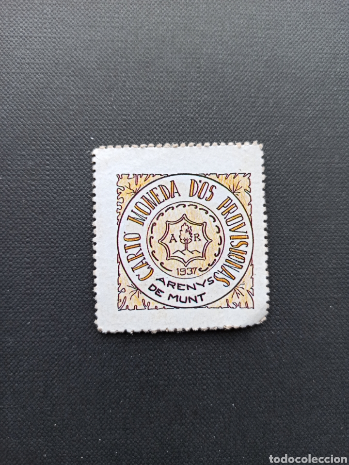 Reproducciones billetes y monedas: CARTON MONEDA RECTANGULAR - ARENYS DE MUNT - Foto 1