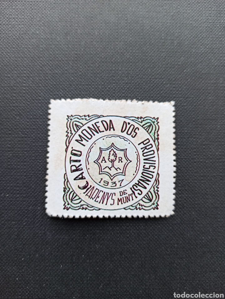 Reproducciones billetes y monedas: CARTON MONEDA RECTANGULAR - ARENYS DE MUNT - Foto 1