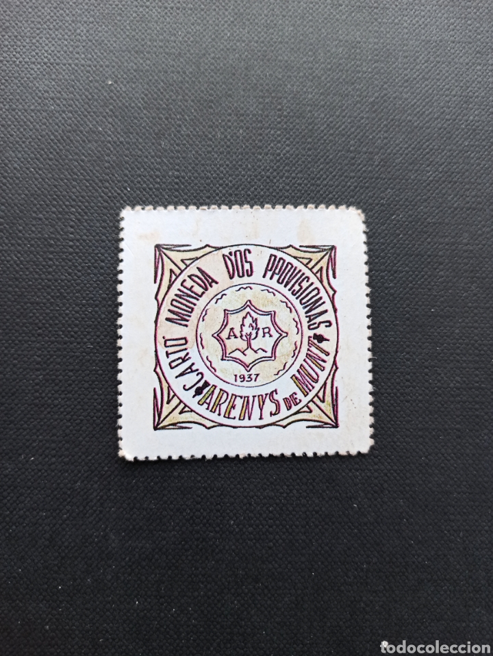 Reproducciones billetes y monedas: CARTON MONEDA RECTANGULAR - ARENYS DE MUNT - Foto 1