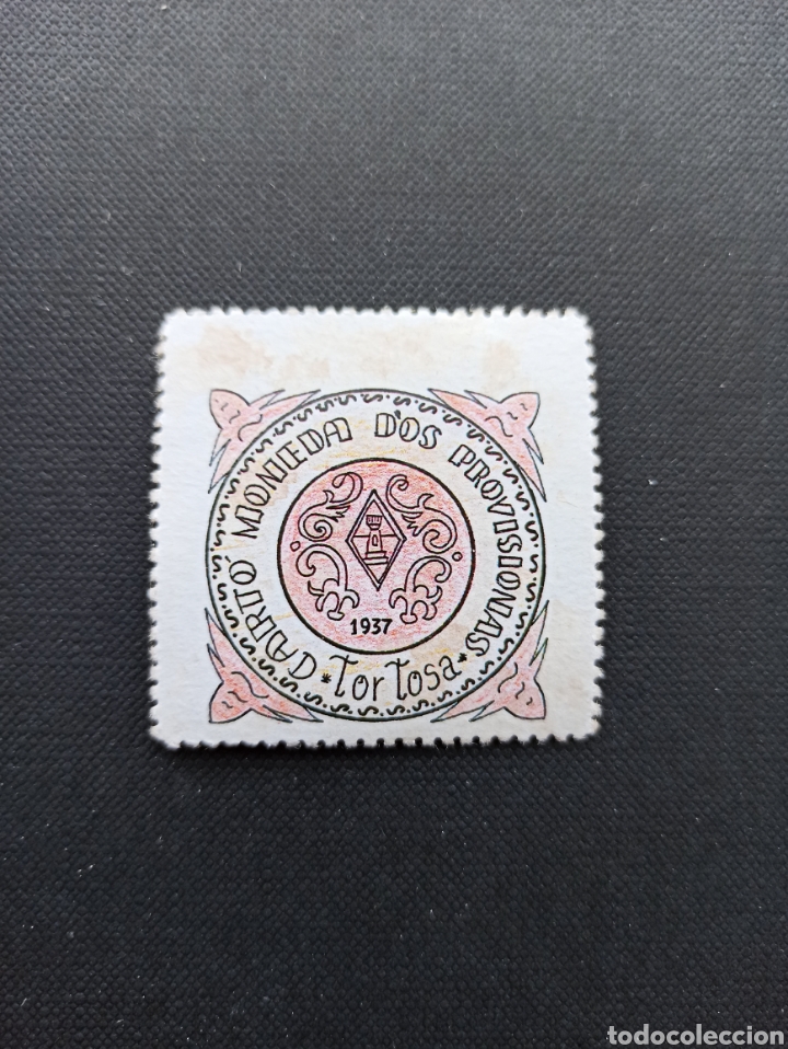 Reproducciones billetes y monedas: CARTON MONEDA RECTANGULAR - TORTOSA - Foto 1