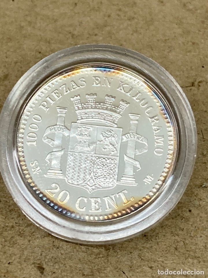 Reproducciones billetes y monedas: Moneda de plata 20cents 1870 - Foto 2