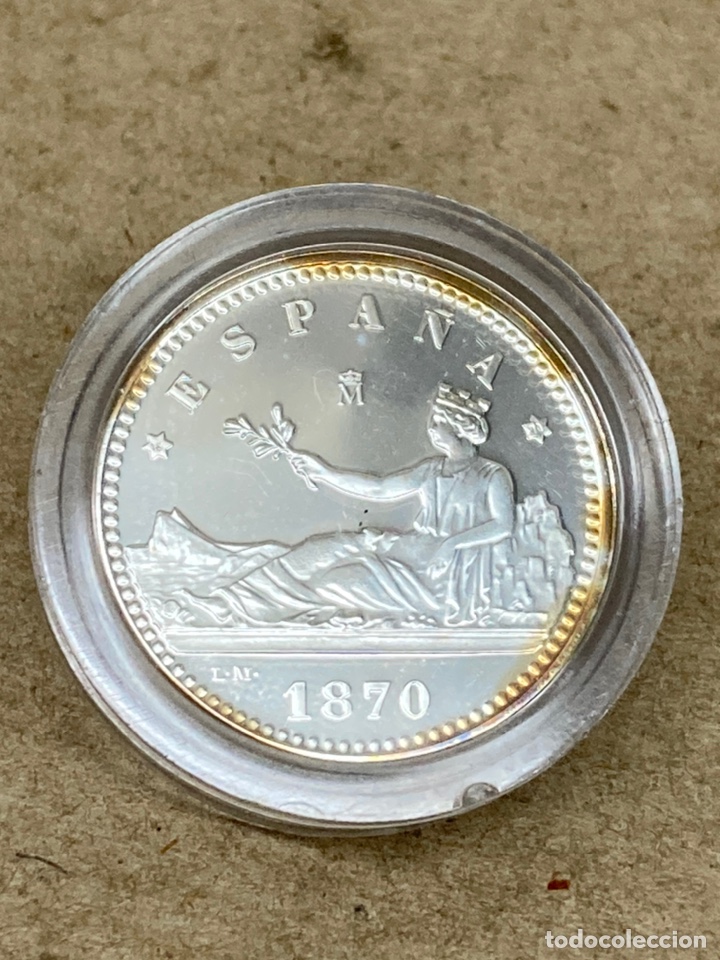Reproducciones billetes y monedas: Moneda de plata 20cents 1870 - Foto 1