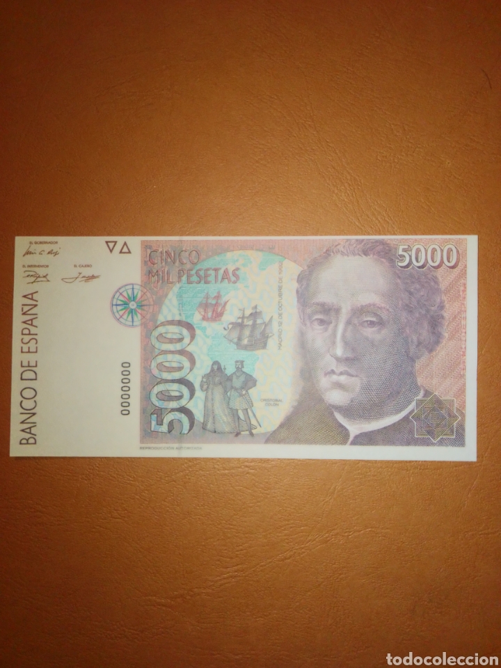 Reproducciones billetes y monedas: Billete 5000 pesetas Facsimil - Foto 1
