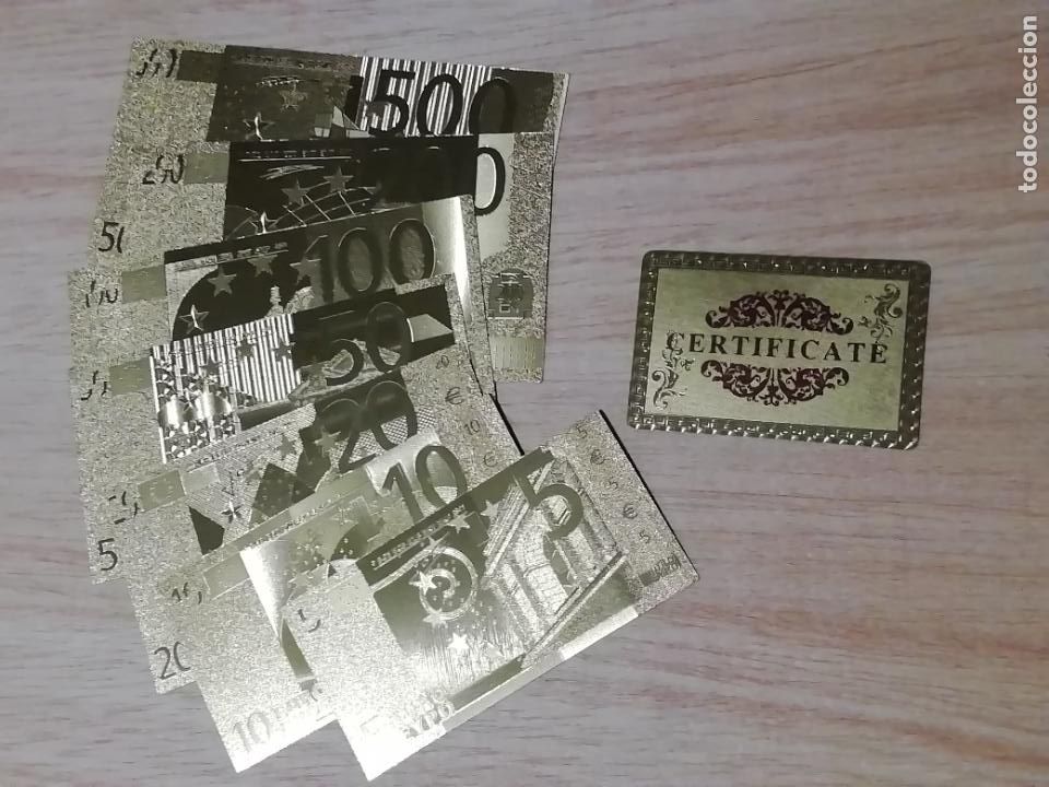 Replikate von Banknoten und M&uuml;nzen: COLECCI&Oacute;N 7 BILLETES EUROS ORO