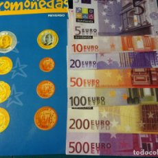 Riproduzioni banconote e monete: SET JUEGO BILLETES FACSÍMIL 5 10 20 50 100 200 500 EUROS. MONEDAS. EUROTIENDA. B30