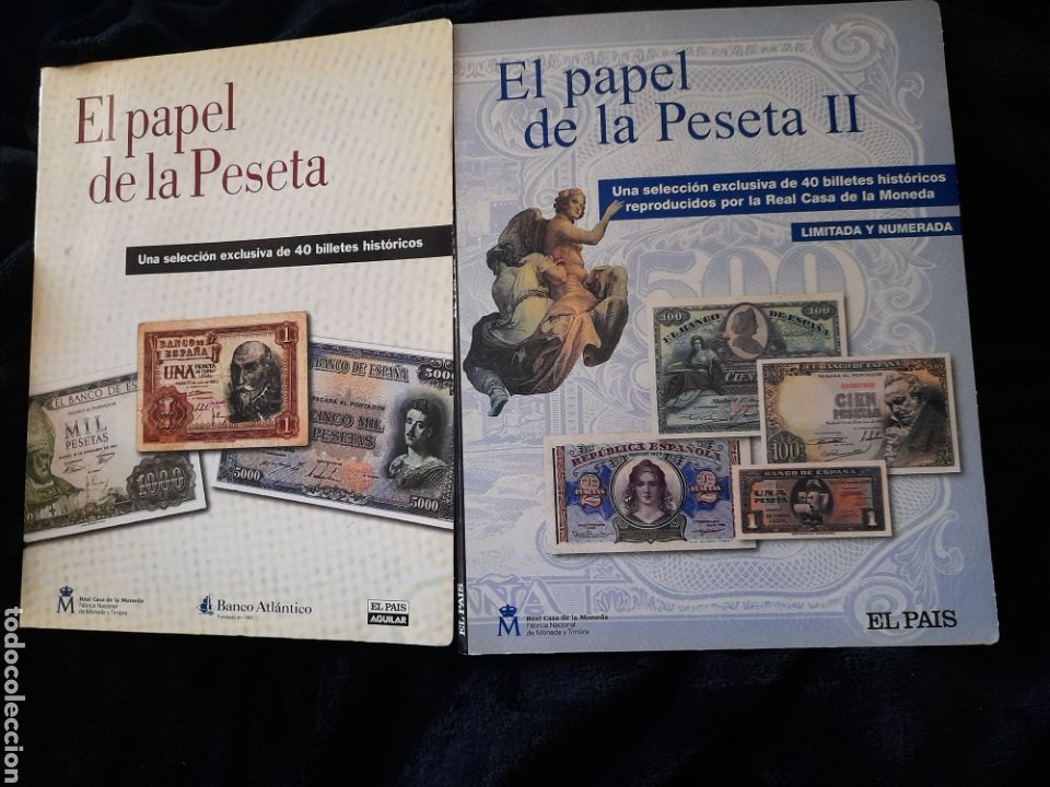 Replikate von Banknoten und M&uuml;nzen: El papel de la peseta I Y II, tiene 33 billetes de40