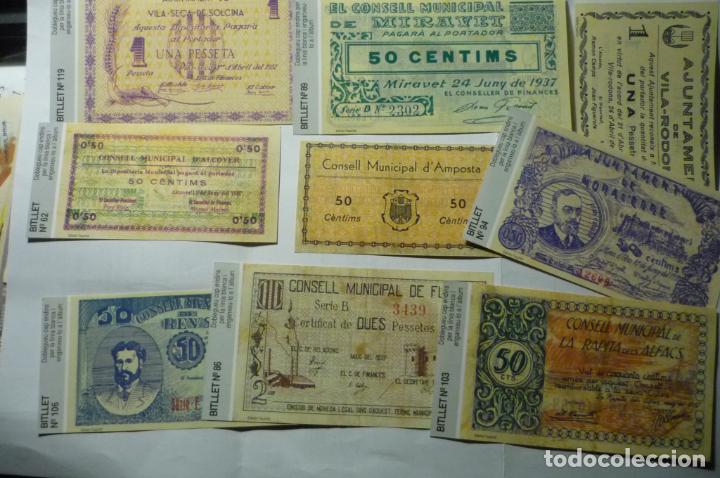 Reprodu&ccedil;&otilde;es notas e moedas: lote reproducciones a imprenta billetes pueblos prov.tarragona