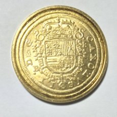 Reproducciones billetes y monedas: RÉPLICA MONEDA CARLOS II-, BAÑADA EN ORO DE 24 KT CECA REAL CASA DE LA MONEDA. Lote 365864726