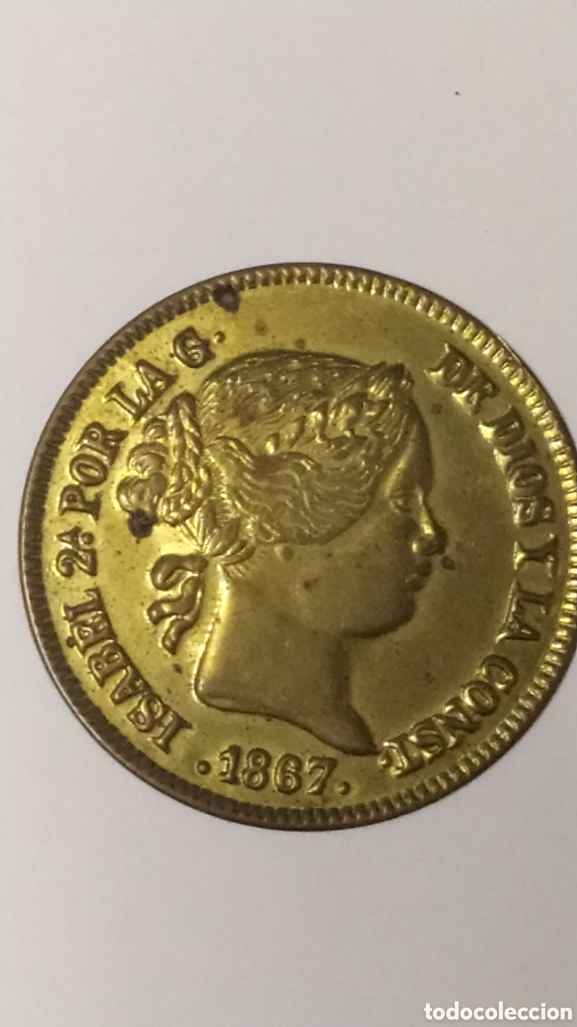 Reproducciones billetes y monedas: REPLICA DE MONEDA DE ISABEL 2&bull; - Foto 2