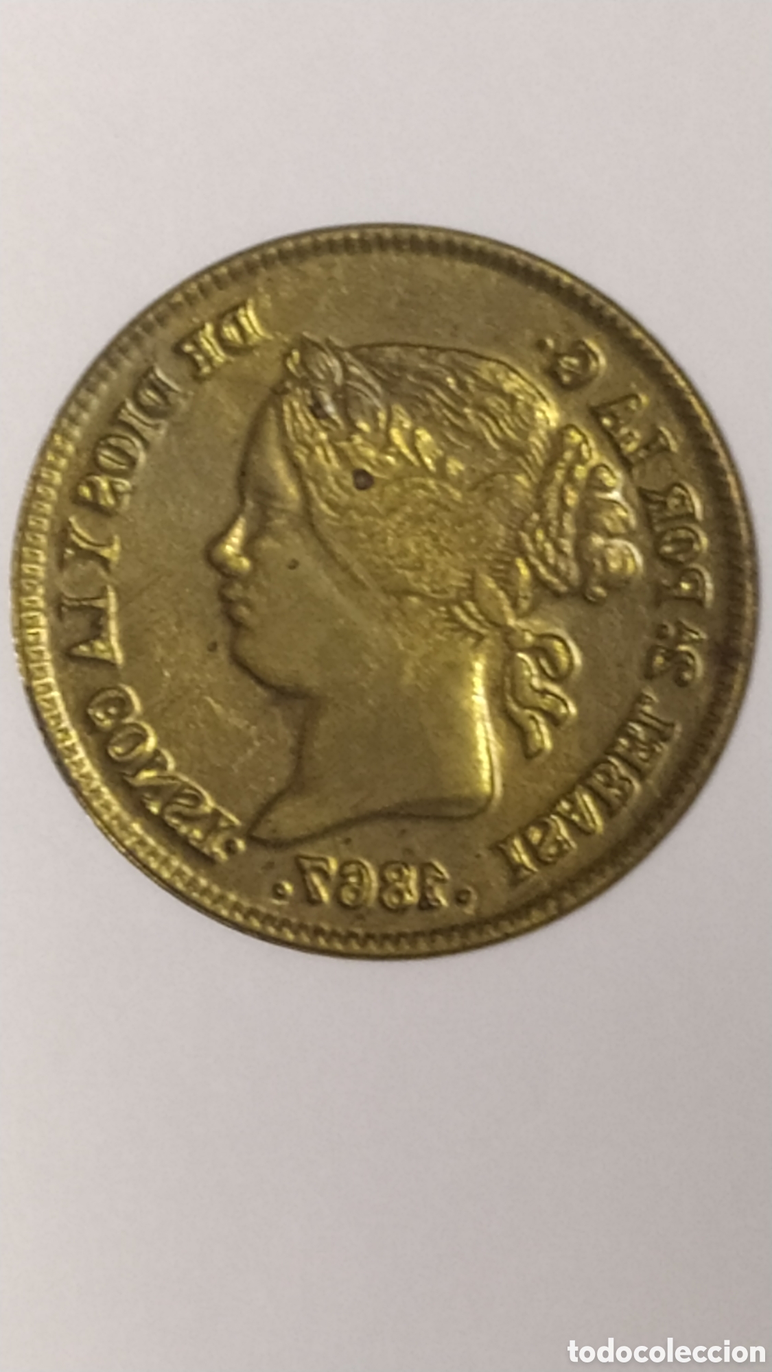 Reproducciones billetes y monedas: REPLICA DE MONEDA DE ISABEL 2&bull; - Foto 3