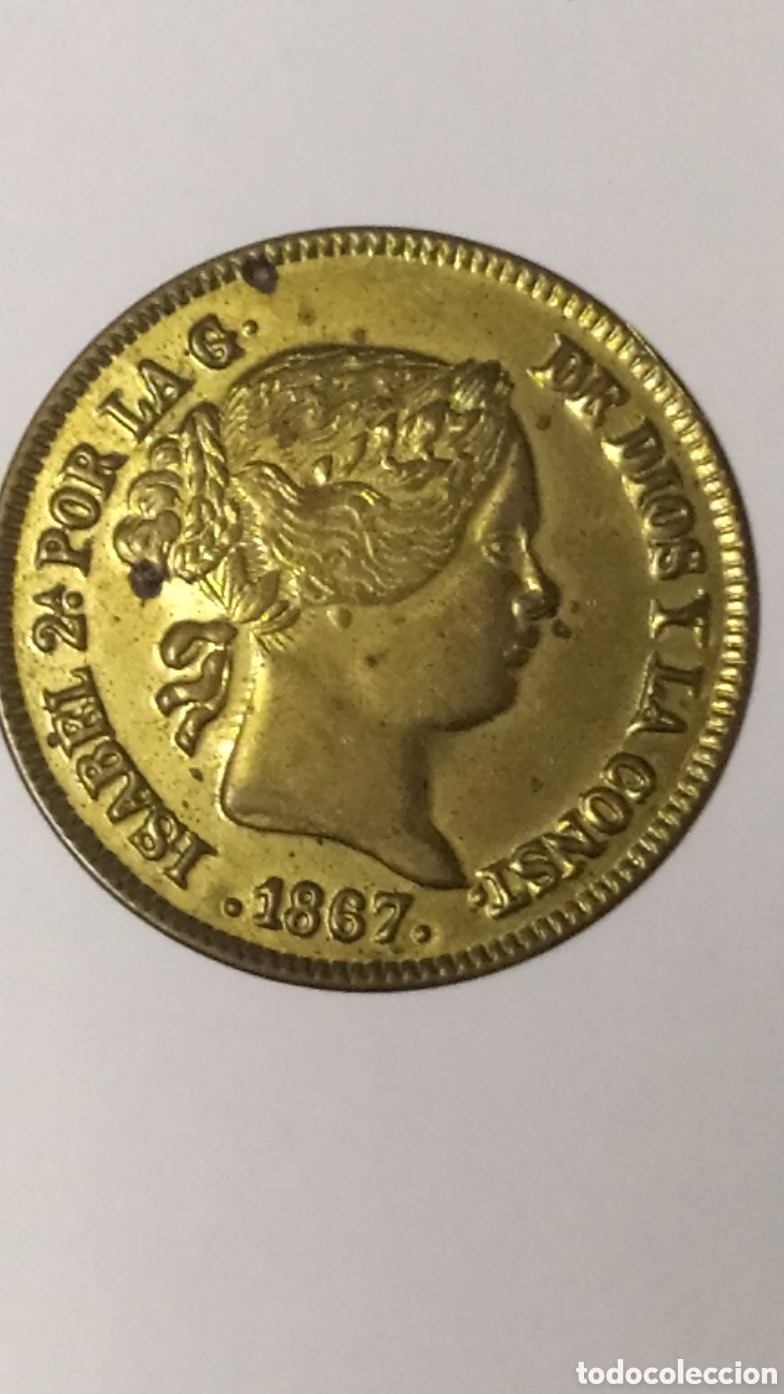 Reproducciones billetes y monedas: REPLICA DE MONEDA DE ISABEL 2&bull; - Foto 1
