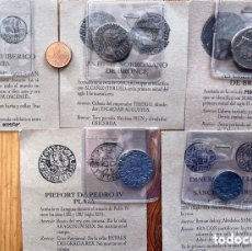 Reproducciones billetes y monedas: 5 MONEDAS ROMANAS Y MEDIEVALES SIGLOS I A.C A XIV REPRODUCCIONES BAÑO PLATA. Lote 372563679