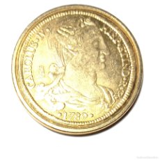 Reproducciones billetes y monedas: RÉPLICA MONEDA CARLOS IV -1789- ,BAÑADA ORO 24 DE KT CECA REAL CASA DE LA MONEDA FNMT. Lote 396433304