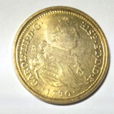 Reproducciones billetes y monedas: RÉPLICA MONEDA CARLOS IV - 1790 -BAÑADA EN ORO DE 24 KT.CECA DE LA REAL CASA DE LA MONEDA FNMT. Lote 396848704
